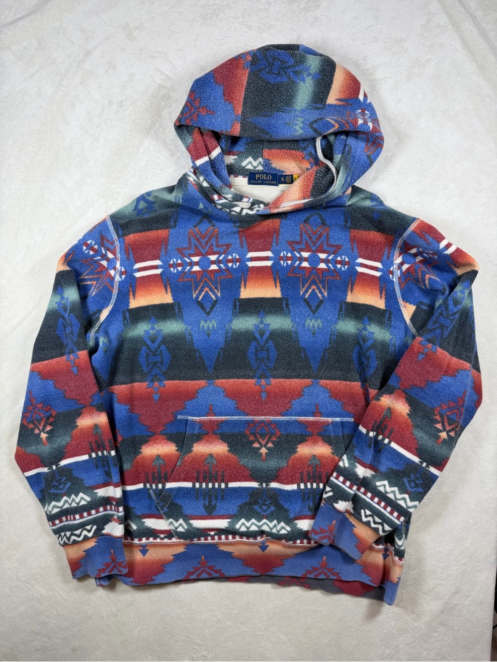 Polo Ralph Lauren XL INSANE Multicolor Aztec Western Workwear Hooded Pullover